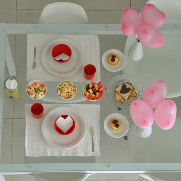 A mesa vista de cima